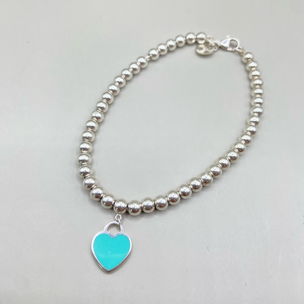 Return to Tiffany Turquoise Mini Heart Tag Bead Bracelet